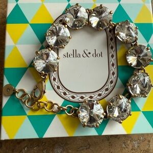 Stella & Dot Amelie Sparkle Clear Crystal & Gold Tone Bracelet